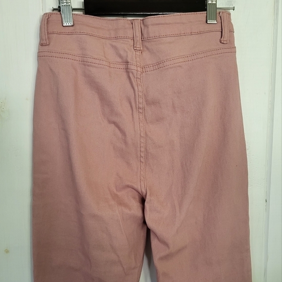 Mauve Pink Button Fly Flare High Rise Jean - Picture 4 of 11